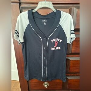 Boston Red Sox Womens Med MLB Jersey General Merchandise Navy White w/ Red Logo